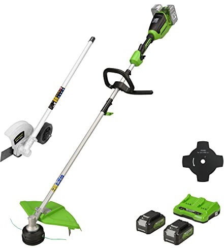 Greenworks Coupe-Bordures à Batterie 2x24V 40cm, Coupe-Bordure Accessoire avec 2 Batteries 4Ah et Chargeur Double