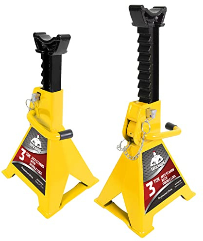 Jack Boss Car Jack Stands 3 Ton (6,000 LBs) Capacity, Extra Reinforced Double Locking Car Lifting Stand Adjustable Jack Stand, Fits Automotive Small Pick-Up Yellow, 2 Packs
