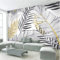 Papier Peint 3D Intissé Feuille D'Or Noir Et Blanc Nordique Simple Papier Peint Panoramique 3D Moderne Décoration Murale