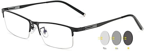VEVESMUNDO Kurzsichtigkeit Brillen Selbsttönende Damen Herren Lesebrille mit UV-Schutz -1,-1.5,-2.0,-2.5,-3.0,-3.5,-4.0 (1 Stück Schwarz Photochrome Kurzsichtigkeit Brille, -1.5)