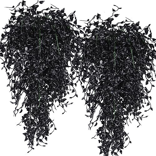 RECUTMS Künstliche Hängepflanzen, 4 Stück, 83,8 cm, künstliche Eukalyptusblätter, Efeu-Girlande, UV-beständig, zum Aufhängen, Kunststoff, Grün, für drinnen und draußen, Hochzeit, Halloween, Veranda,