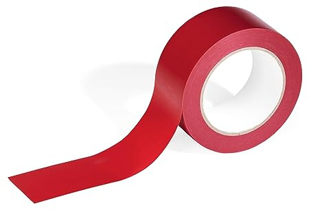 Durable Markierungsband DURALINE BASIC 50/016, 50 mm x 33 m (BxL), für Objekte und Flächen, rot, 104403 | Selbstklebendes Markierband aus Weich-PVC, mit Kautschukkleber fuer Objekte & Flaechen, 0.16 mm Dicke, leicht zu entfernen
