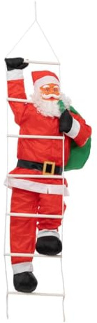 FEERIC LIGHTS & CHRISTMAS - Kletterer weihnachtsmann + Leiter h120cm