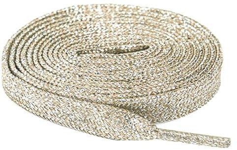Anopo 2 Pares Cordones Planos Purpurina 10mm Trenzado Cordones de Repuesto para Zapatillas Deportivas Oro Claro Longitud 120cm