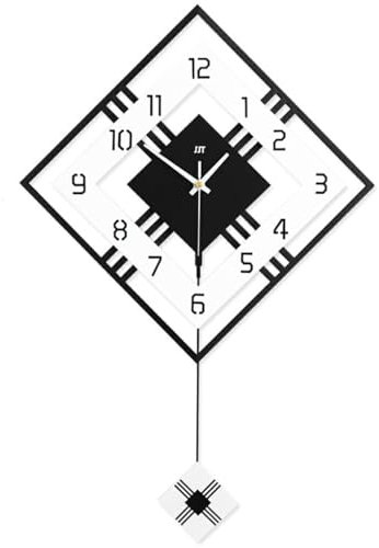 rongweiwang Minimalistische Swing Wanduhr mit 3D moderner dekorativer Note für Wohnzimmer, große quadratische einfache Pendeluhr aus Glas