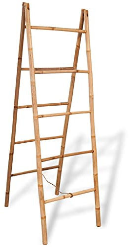 Escabeau porte-serviettes double 5 marches bambou 50x160 cm