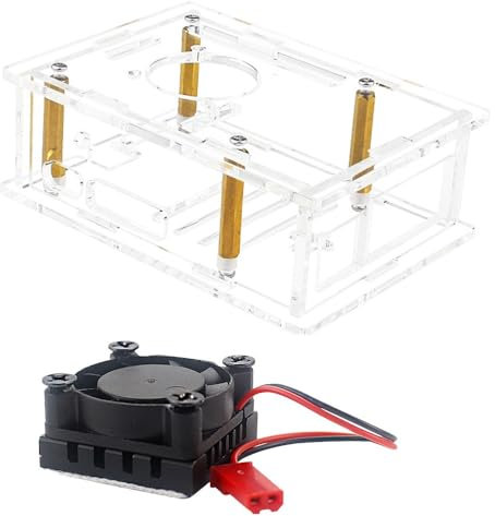 Acrylic case for Raspberry Pi 5 4GB/8GB,Protective Case for Pi5 Motherboards with Cooling Fan (Housing + Fan)