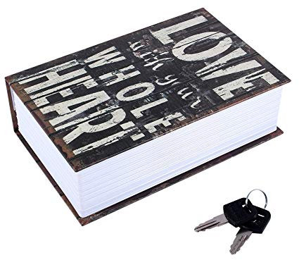 Dictionnaire coffre-fort avec clé – Dictionnaire de sécurité Mini faux livre d'argent Cachette Coffre-fort (type d'amour)