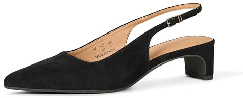 Amazon Essentials Damen Slingback Blockabsatz, Schwarz Optik Wildleder, 43 EU