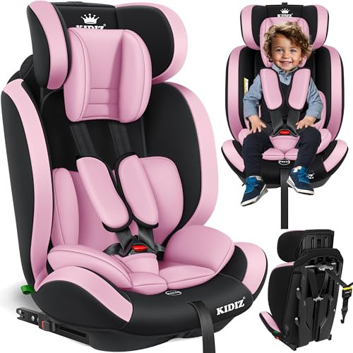 KIDIZ® Siège auto pour enfants avec Isofix groupe 1+2+3 9-36 kg Ceinture de sécurité à 5 points, Siège auto, siège pour enfants, Appuie-tête réglable | Rehausseur évolutif 1-12 ans, stable et sûr