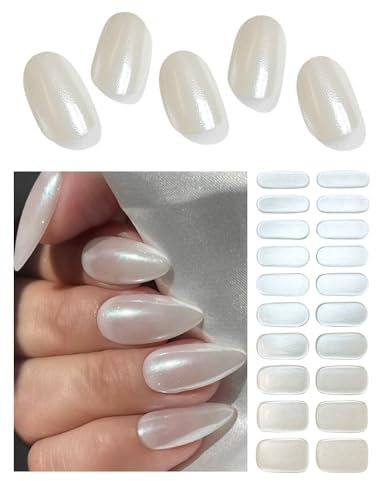 Wahrshei Nagelfolien | UV Gel Nagelfolie | 20pcs White Pearl Shimmer Effekt Nagelfolie Selbstklebend | Gel Nail Stickers, Gellack Wraps für Nagel