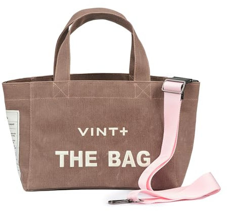 VINT+ Canvas Bag Damen Handtasche – Moderne Schultertasche mit wählbarem Tragegurt – Casual Shopper Tasche ideal für Arbeit, Uni, Schule & Reise | Wasserabweisend, 100% Baumwolle | Small, Braun