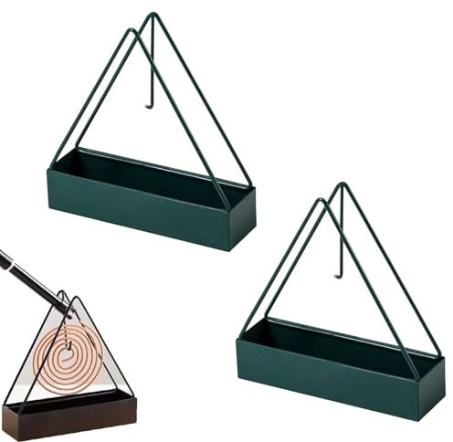 Supports De Bobine Anti-moustiques Porte Encens Spirale Anti Moustique Support De Bobine De Moustique avec Plateau, Support Vertical pour Maison, Jardin, Piscine, Terrasse (Vert,2 Pièces)