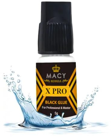 P-Beauty - Macy X PRO Wimpernkleber für Wimpernverlängerung 5ml, Schwarz - schnelle Trocknungszeit: 0,5 Sekunden, Haftdauer bis zu 6 Wochen & wenig Dämpfe - Eyelash glue - Wimpern Extensions Kleber