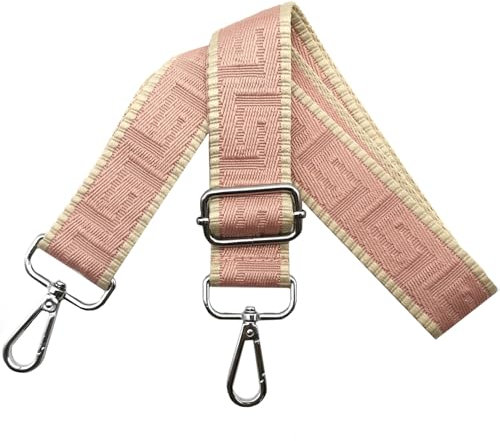Bandouliere pour Sac a Main Réglable Sangle Sac Bandouliere avec Mousqueton Argent 3.8cm Bretelles Larges, Sangle de Remplacement pour Sac Crossbody, Bandouliere Femme, Rose