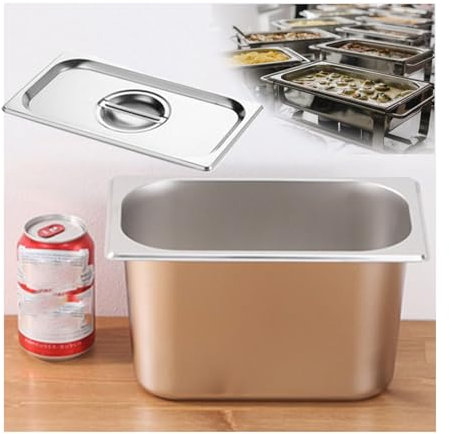 NJDQFA Mahlzeit Zutatenbehälters,Edelstahl Gastro Behälter GN Spülmaschinenfest,Stapelbar Tief Gastronormbehälter,1/4（26.5 * 16.5）,15cm1.2side