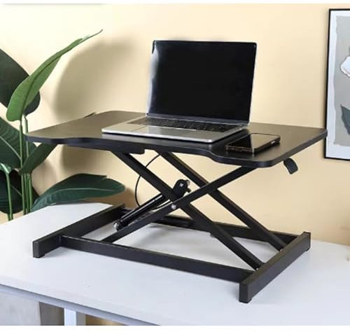 UBRAVOO Height Adjustable Standing Seat Desk Attachment with Keyboard Tray for Dual Monitors, Quick Change Workstation for Home and Office