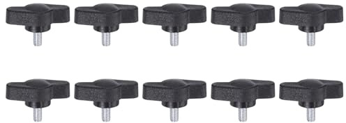 QUARKZMAN 10uds T Ala Perillas Mariposa Tornillos M4 x 6mm Estándar Macho Rosca Plástico T/Z Perillas Ajustables Manijas Manual Sujeción Perillas Agarre Mariposa Tornillo, Negro