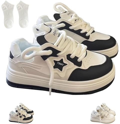 LETROBBV Star Shoes Walking Sneakers for Women,Aesthetic Cute Comfort Insole Chunky Shoes,Casual Breathable Sports Platform Shoes