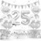 Xietaea Silberhochzeit Deko 25 Hochzeitstag - Silberhochzeit Deko Banner Sets mit Silberhochzeit Banner Hintergrund, Folienballon zahl 25, Partyzubehör zur Feier Des 25. Hochzeitstags