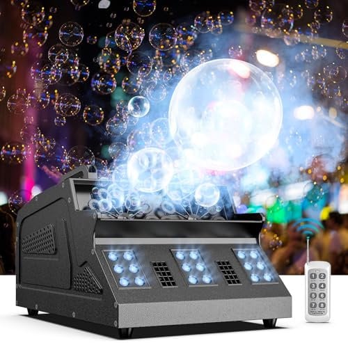 ZonQoonz Nebelmaschine mit Blasen, Seifenblasenmaschine 1500W mit 18 RGB 3 in 1 Effekten, Fernbedienung mit DMX-Steuerung, geeignet für Party, DJ, Halloween, Weihnachten, Hochzeit