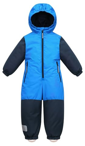Owntop Mono de Nieve para Niños Unisex - Mono de Nieve Impermeable y Cortavientos para Niñas y Niños con Capucha y Cremallera (Azul,110)