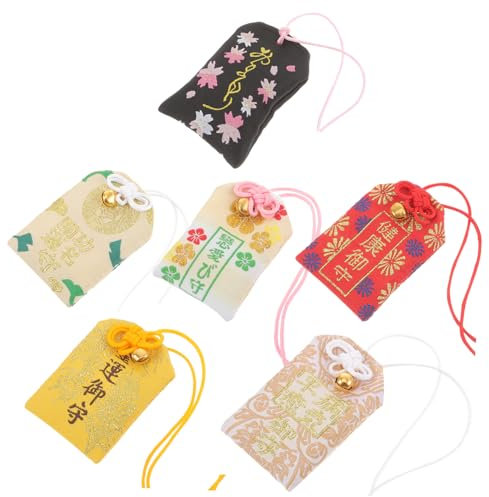 LIFKOME Omamori Giapponese Tradizionale Ciondolo Omamori Appeso 6 Pezzi per Portachiavi Auto