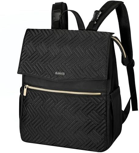 LANDICI Baby Changing Bag Backpack, Multifunction Nappy Change Back Pack Stylish Baby Travel Diaper Bags with Changing Mat, Stroller Straps for Mum Dad Boy Girls (Black)
