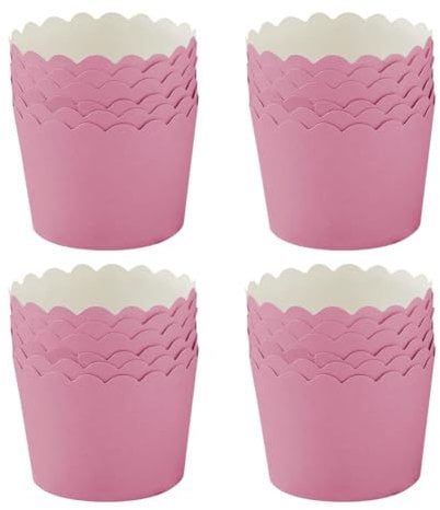 FSSTUD 50 Pcs Scalloped Edge Cupcake Liners Cute Muffin Baking Cups Wedding Cupcake Wrappers Cookie Dessert Paper Cups Small Baby Shower Cake Cases for Birthday Party Pink