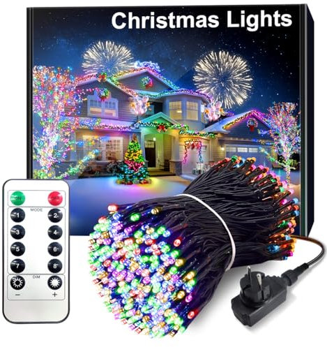 ARKOCHIC 100M luces navidad exterior, luces 1000 led arbol navidad con Control remoto, Multicolor guirnalda Navidad Luminosas Decoracion con 8 Modos para Jardín Boda Fiesta Casa Árbol y Interior