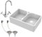 Double Bowl Fireclay Belfast Sink with Tap Hole & Full Wier, with Basket Strainer Waste & Mono Kitchen Sink Mixer Tap - Balterley