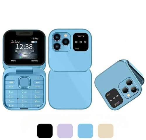 Easylife PocketFlip i16 Phone (Blue). Flip Phone with Built-In Camera & Flash, Senior Mobile Phones with USB Cable & Battery Case, Mobile Phone for Elderly People with FM Radio - Fully Guaranteed