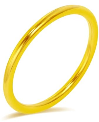 AMDXD Echt Schmuck 24 Karat 999 Gold Trauringe, Klassiker Dünn 2MM Hochzeitsband, Partnerringe 24K Gold, Gr.62 (19.7)