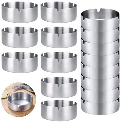 Cendriers Ronds, Lot de 16 en Acier Inoxydable Cendriers, Cendrier de Bureau Moderne, Cendrier Moderne pour Salle de Conférence, Bars, Restaurants, Chambres à Coucher