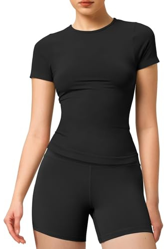 Damen T Shirt Sports Rundhalsausschnitt Leichtes, Soft Stretch Top, Kurzarmshirt für Casual Life, Sommer, Gym