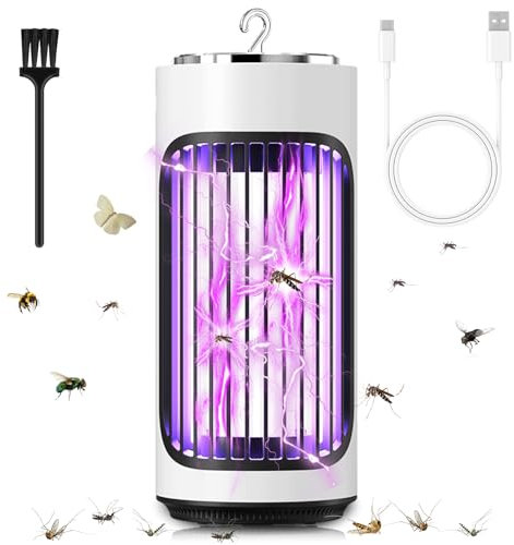 Insektenvernichter Elektrisch, Mückenlampe 2025 NEU Mückenfalle elektrisch Insektenfalle mit UV-Lampe,Wiederaufladbar Mückenabwehr Fliegenfalle für Insekten Lampe für Mücken, Motte, Fliegen