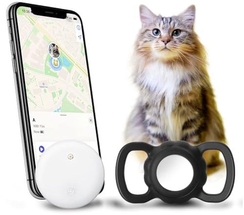 Smart Pet Tracker Halsband für Katze - Pet Location Tracker mit Halter, Keine monatliche Gebühr,kompatibel mit Apple Airtag Find My (nur iOS), Anti-Verlust-Tracking-Gerät für Haustiere,Gepäck,Taschen