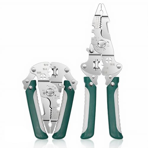 18 in 1 Pinza Spellacavi Elettrici Pieghevole, Pinza Multiuso Elettricista, 211 mm Attrezzi Elettricista Professionali, Pinza Crimpatrice per Installazioni Elettriche (verde)