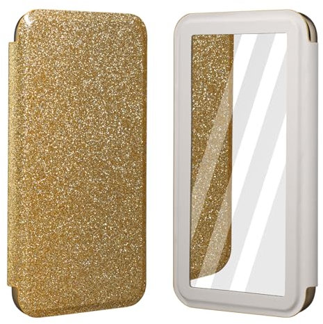 Keallce Luxury Bling Glitter Case for iPhone 16 Pro Max with Mirror, Magnetic Closure Folio Case, Electroplating Process, Anti Scratch Tech, Cute Sparkly for Women and Girls, 6.9