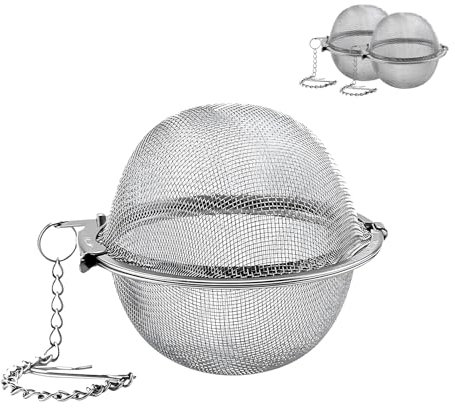 DOETYD Confezione da 2 colini da tè a sfera da 6,5 cm, per filtro sfuso per foglie di tè sfuse, con gancio a catena estesa in acciaio inox