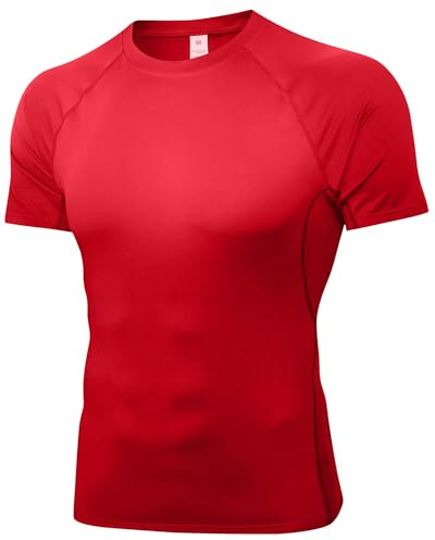 Yuerlian Compression Shirt for Men Short Sleeve Running Gym Quick Dry Top | Crewneck T-Shirt,Breathable,Lightweight,Highly Elastic,Sports Undershirts,Athletic,Training,Cycling,Workout,Hiking