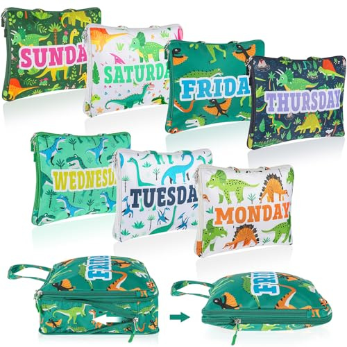 Paterr 7 Stück Kompressions-Verpackungswürfel für Reisetage der Woche | Upgrade-Kompressionswürfel, großer Wochentag-Kleider-Organizer für Kinder und Erwachsene