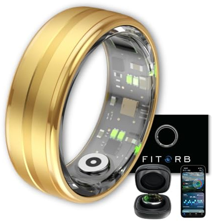 Fitorb Smart Ring Pro - Das Original. High-Tech Fitness- & Gesundheitsring, Schlafanalyse, 24/7 Aktivitätstracking. Temperaturmessung, Stess. Proberinge. (Saturn, Gold, 20,0 mm (10))