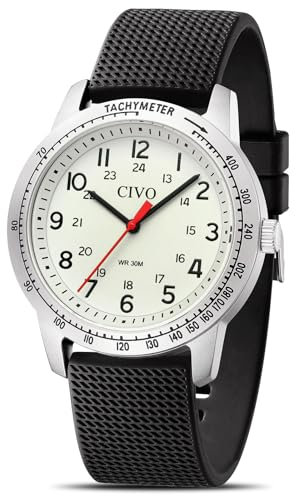 CIVO Uhren Herren Militär Schwarz: Analog Quarz Herrenuhr Wasserdicht - Armbanduhr Herren Silikon Armband für Sport Outdoor