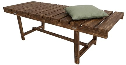 Relaxdays Gartenbank, 2-Sitzer, Terrasse, Balkon, ohne Lehne, Tannenholz, HxBxT: 35 x 110 x 38 cm, Sitzbank, geflammt