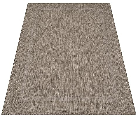KADIMA DESIGN Flachgewebeteppich Outdoor Unifarben Elegant Wetterfest UV-Beständig Waschbar Strapazierfähig Langlebig Braun 240x340 cm Terrasse Küche Saugroboter geeignet | ALSTER