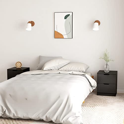 YunCangg Bedside Tables Pack of 2 Black Chipboard 40 x 40 x 50 cm Side Table Bedroom Small Bedside Tables Compact Durable Modern