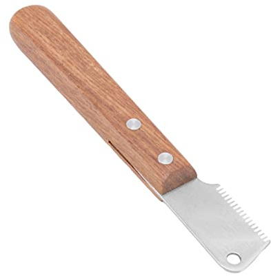 VBESTLIFE Couteau à Dénuder pour Chien, Outil de Toilettage pour Animaux de Compagnie pour Enlever les Nœuds avec Peigne en Acier Inoxydable, Couteau à Perdre les Poils, Manche en Bois pour une Prise
