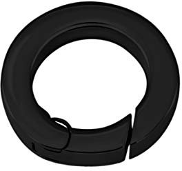 Quiges Clip Ring Carrier Schwarz 17 mm Edelstahl Verbindungsring für Kette und Coin Anhänger mit Karabiner Snap Verschluss