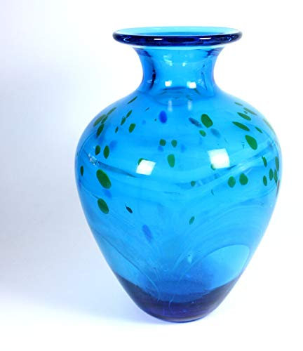 CRISTALICA Blumenvase Glas Vase Tischvase Tischdeko Hochzeitdeko Raumdekoration Orient Blau Bronze 27 cm Glasvase